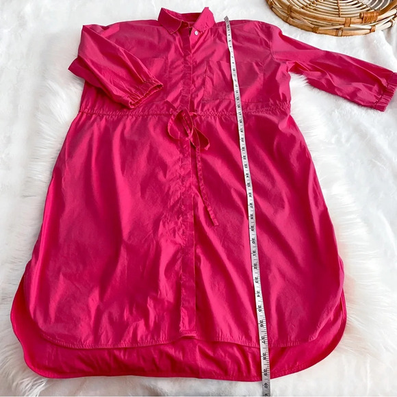 Emme Marella Dress Patch Pockets 3/4 Sleeves High Low Button Up Cinch Waist - Picture 9 of 10